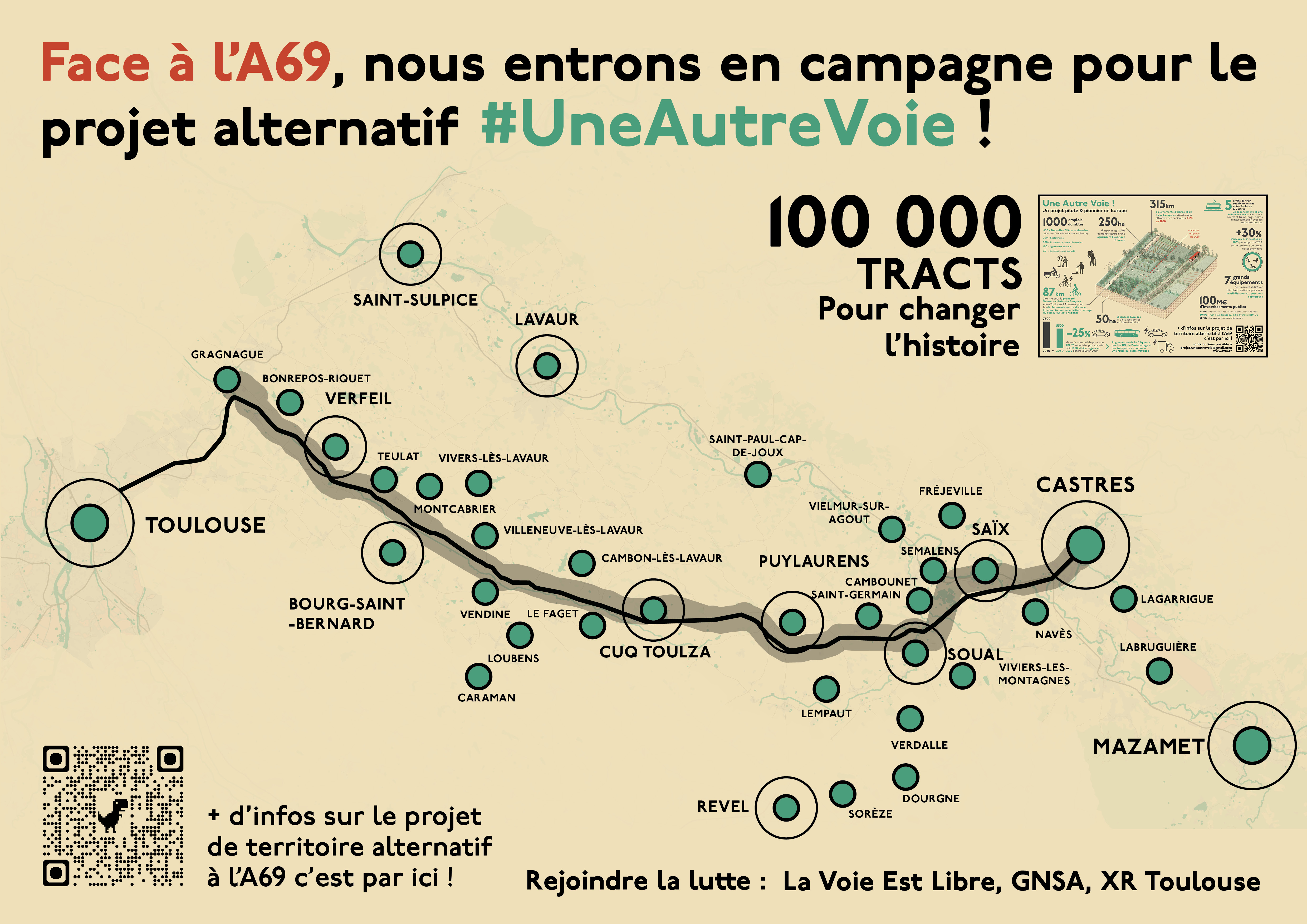 Face à l'A69, nous entrons en campagne pour le projet alternatif #UneAutreVoie ! 100 000 tracts pour changer l'histoire.